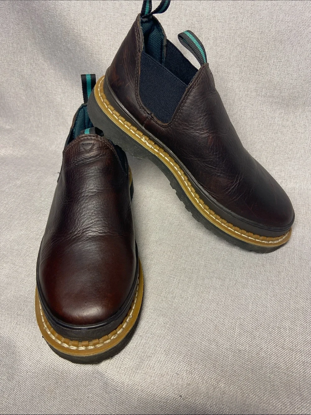 Georgia Giant Men's Slip-On Leather Work Shoes - Brown. Size 9